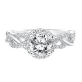 Artcarved Bridal Mounted with CZ Center Contemporary Twist Halo Engagement Ring Charlene 14K White Gold - 31-V682ERW-E.00 photo 2