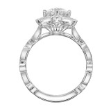 Artcarved Bridal Semi-Mounted with Side Stones Vintage Milgrain Engagement Ring Elaine 18K White Gold - 31-V857ERW-E.03 photo 3