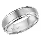 ArtCarved White Tungsten Carbide 7mm Comfort Fit Brushed Center Wedding Band photo