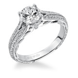 Artcarved Bridal Mounted with CZ Center Vintage Filigree Diamond Engagement Ring Zelma 14K White Gold - 31-V620ERW-E.00 photo