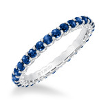 Artcarved Bridal Mounted with Side Stones Classic Stackable Eternity Anniversary Band 14K White Gold & Blue Sapphire - 33-V10L4W65S-L.00 photo