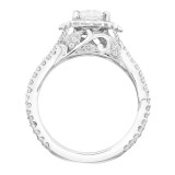 Artcarved Bridal Semi-Mounted with Side Stones Contemporary Floral Halo Engagement Ring Zinnia 18K White Gold - 31-V779ERW-E.03 photo 3