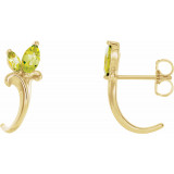 14K Yellow Peridot Floral-Inspired J-Hoop Earrings - 868156024P photo