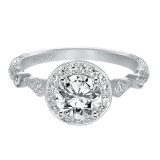 Artcarved Bridal Mounted with CZ Center Vintage Halo Engagement Ring Crystal 14K White Gold - 31-V518ERW-E.00 photo 2