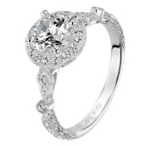 Artcarved Bridal Mounted with CZ Center Vintage Halo Engagement Ring Crystal 14K White Gold - 31-V518ERW-E.00 photo 4