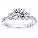 Gabriel & Co 14k White Gold Round 3 Stones Engagement Ring photo