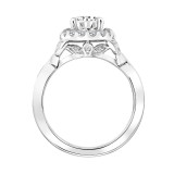 Artcarved Bridal Semi-Mounted with Side Stones Contemporary Floral Halo Engagement Ring Dalia 14K White Gold - 31-V785ERW-E.01 photo 3
