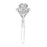 Artcarved Bridal Semi-Mounted with Side Stones Contemporary Floral Halo Engagement Ring Dalia 14K White Gold - 31-V785ERW-E.01 photo 4