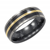 ArtCarved Titanium and 14k Yellow Gold 7mm Comfort Fit Wedding Band photo