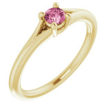 14K Yellow Pink Tourmaline Youth Solitaire Ring - 71984623P photo