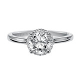 Artcarved Bridal Semi-Mounted with Side Stones Classic Halo Engagement Ring Allison 14K White Gold - 31-V325ERW-E.01 photo 2