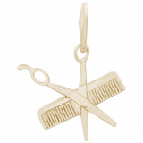 14k Gold Comb and Scissors Charm photo