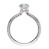 Artcarved Bridal Mounted with CZ Center Contemporary Twist Solitaire Engagement Ring Caitlin 14K White Gold Primary & 14K Rose Gold - 31-V569ERR-E.00 photo 3