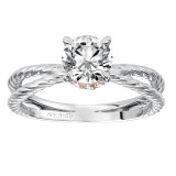 Artcarved Bridal Mounted with CZ Center Contemporary Twist Solitaire Engagement Ring Caitlin 14K White Gold Primary & 14K Rose Gold - 31-V569ERR-E.00 photo 4