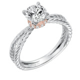 Artcarved Bridal Mounted with CZ Center Contemporary Twist Solitaire Engagement Ring Caitlin 14K White Gold Primary & 14K Rose Gold - 31-V569ERR-E.00 photo