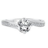 Artcarved Bridal Semi-Mounted with Side Stones Contemporary Engagement Ring Ellie 14K White Gold - 31-V334ERW-E.01 photo 2