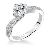 Artcarved Bridal Semi-Mounted with Side Stones Contemporary Engagement Ring Ellie 14K White Gold - 31-V334ERW-E.01 photo