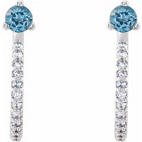 14K White Aquamarine & 1/6 CTW Diamond Hoop Earrings - 86686605P photo 2
