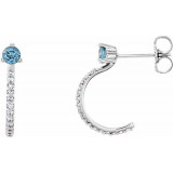 14K White Aquamarine & 1/6 CTW Diamond Hoop Earrings - 86686605P photo