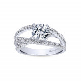 Gabriel & Co 14k White Gold Round Free Form Engagement Ring photo 2