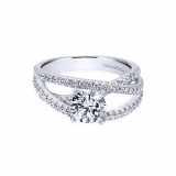 Gabriel & Co 14k White Gold Round Free Form Engagement Ring photo