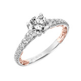 Artcarved Bridal Mounted with CZ Center Classic Lyric Engagement Ring Harley 14K White Gold Primary & 14K Rose Gold - 31-V911ERWR-E.00 photo 2