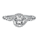 Artcarved Bridal Mounted with CZ Center Contemporary Rope Halo Engagement Ring Jolie 14K White Gold - 31-V461ERW-E.00 photo 2