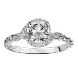 Artcarved Bridal Mounted with CZ Center Contemporary Rope Halo Engagement Ring Jolie 14K White Gold - 31-V461ERW-E.00 photo 4