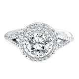 Artcarved Bridal Mounted with CZ Center Contemporary Rope Halo Engagement Ring Skyla 14K White Gold - 31-V737ERW-E.00 photo 2