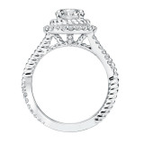 Artcarved Bridal Mounted with CZ Center Contemporary Rope Halo Engagement Ring Skyla 14K White Gold - 31-V737ERW-E.00 photo 3