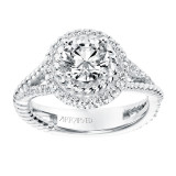 Artcarved Bridal Mounted with CZ Center Contemporary Rope Halo Engagement Ring Skyla 14K White Gold - 31-V737ERW-E.00 photo 4