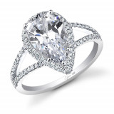 0.35tw Semi-Mount Engagement Ring With 3ct Pear Head photo