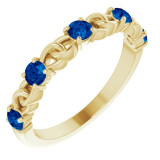 14K Yellow Blue Sapphire Stackable Link Ring - 72047618P photo