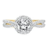 Artcarved Bridal Semi-Mounted with Side Stones Contemporary Rope Halo Engagement Ring Marin 14K White Gold Primary & 14K Yellow Gold - 31-V655ERA-E.01 photo 2