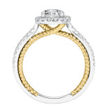 Artcarved Bridal Semi-Mounted with Side Stones Contemporary Rope Halo Engagement Ring Marin 14K White Gold Primary & 14K Yellow Gold - 31-V655ERA-E.01 photo 3