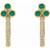 14K Yellow Emerald & 1/4 CTW Diamond J-Hoop Earrings - 8680660027P photo 2