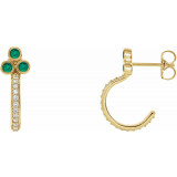 14K Yellow Emerald & 1/4 CTW Diamond J-Hoop Earrings - 8680660027P photo