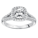Artcarved Bridal Semi-Mounted with Side Stones Classic Halo Engagement Ring Ariel 14K White Gold - 31-V327GUW-E.01 photo 4