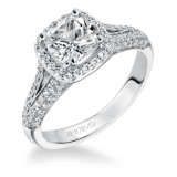 Artcarved Bridal Semi-Mounted with Side Stones Classic Halo Engagement Ring Ariel 14K White Gold - 31-V327GUW-E.01 photo