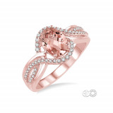 Ashi 14k Rose Gold Round Diamond and Morganite Engagement Ring photo