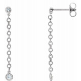 14K White 1/5 CTW Diamond Bezel Set Chain Earrings - 65346360000P photo