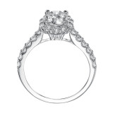 Artcarved Bridal Semi-Mounted with Side Stones Classic Halo Engagement Ring Genesis 14K White Gold - 31-V439EVW-E.01 photo 3