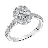 Artcarved Bridal Semi-Mounted with Side Stones Classic Halo Engagement Ring Genesis 14K White Gold - 31-V439EVW-E.01 photo