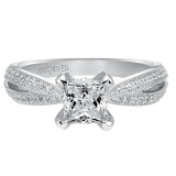 Artcarved Bridal Mounted with CZ Center Vintage Milgrain Diamond Engagement Ring Sinclair 14K White Gold - 31-V537ECW-E.00 photo 2