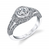 0.69tw Semi-Mount Engagement Ring With 1ct Round Head photo