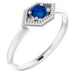 14K White Blue Sapphire Geometric Ring - 72111600P photo