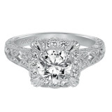 Artcarved Bridal Semi-Mounted with Side Stones Vintage Engraved Diamond Engagement Ring Alura 14K White Gold - 31-V516FRW-E.01 photo 2