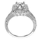 Artcarved Bridal Semi-Mounted with Side Stones Vintage Engraved Diamond Engagement Ring Alura 14K White Gold - 31-V516FRW-E.01 photo 3