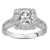 Artcarved Bridal Semi-Mounted with Side Stones Vintage Engraved Diamond Engagement Ring Alura 14K White Gold - 31-V516FRW-E.01 photo 4
