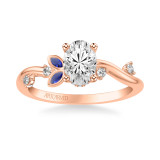Artcarved Bridal Semi-Mounted with Side Stones Contemporary Engagement Ring 18K Rose Gold & Blue Sapphire - 31-V1034SEVR-E.03 photo 2